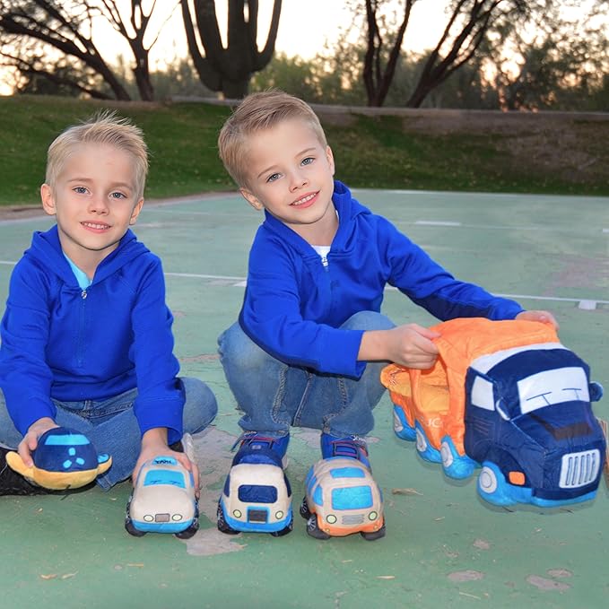 Soft Truck Toy Set with 4 Stuffed Baby Vehicles Toys